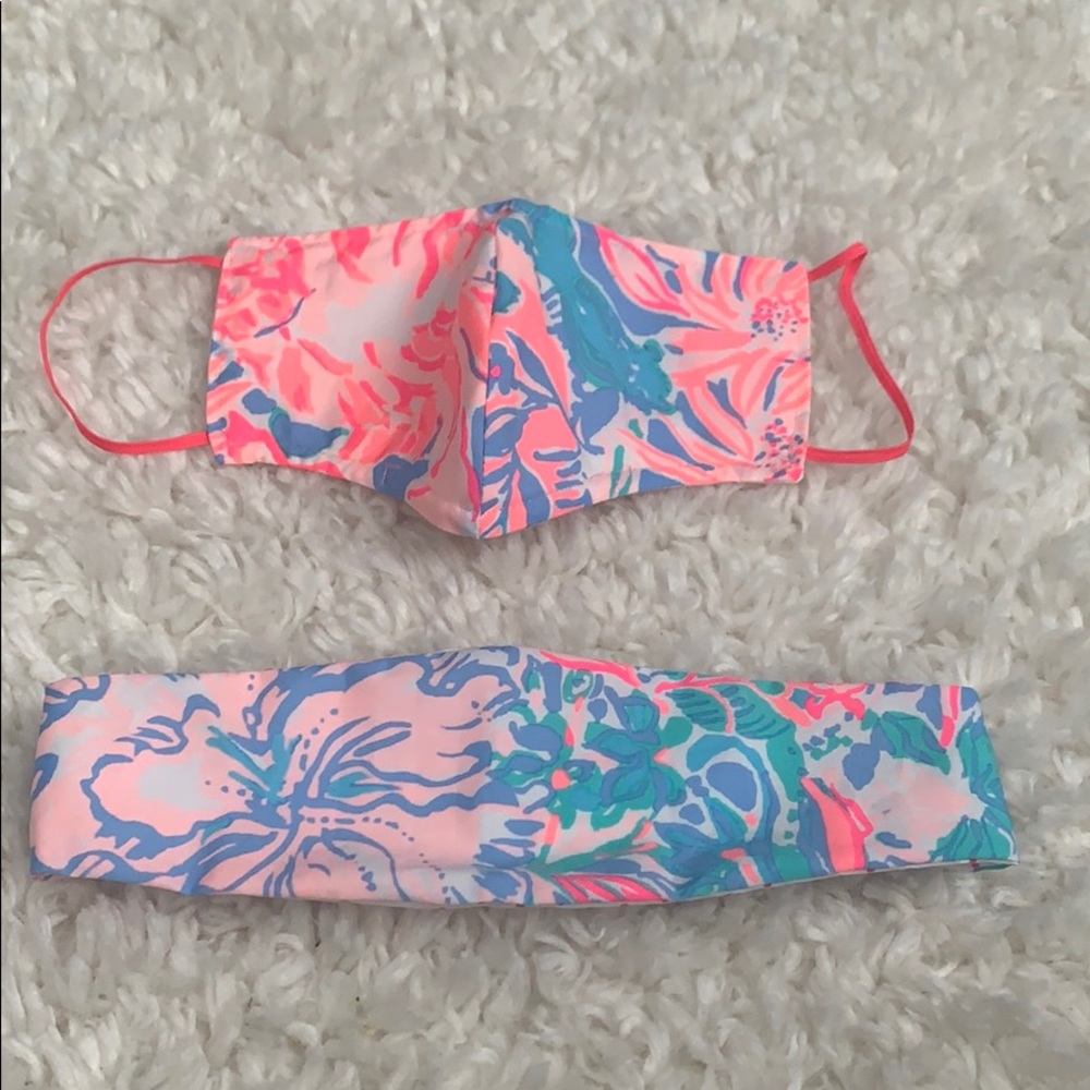 Lilly Pulitzer face mask and headband